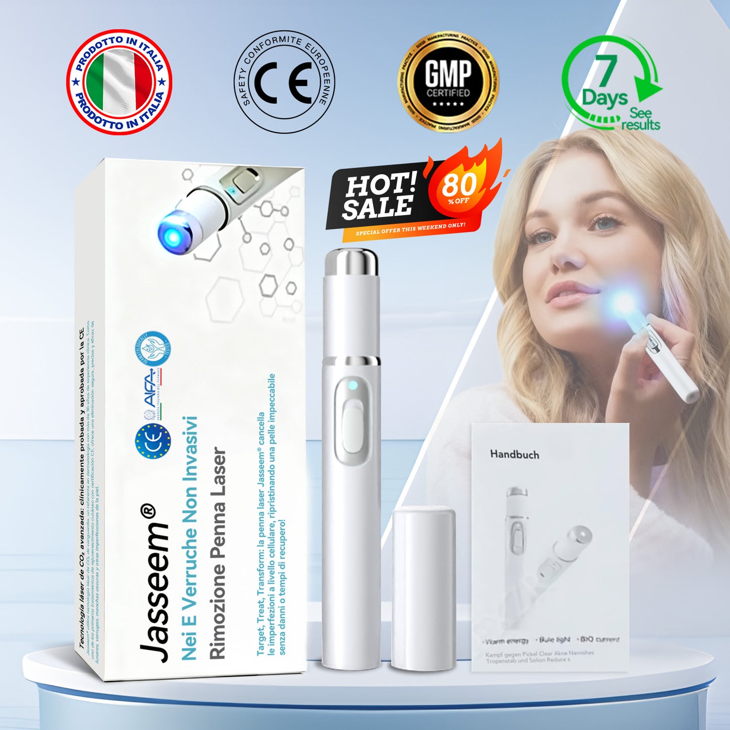 𝐉𝐚𝐬𝐬𝐞𝐞𝐦® Penna Laser Medica 🎉 (Tecnologia Laser al Carbonio – Efficace nel Rimuovere Nei, Verruche, Escrescenze Cutanee, Macchie di Pigmentazione e Altri Difetti della Pelle) 🔥
