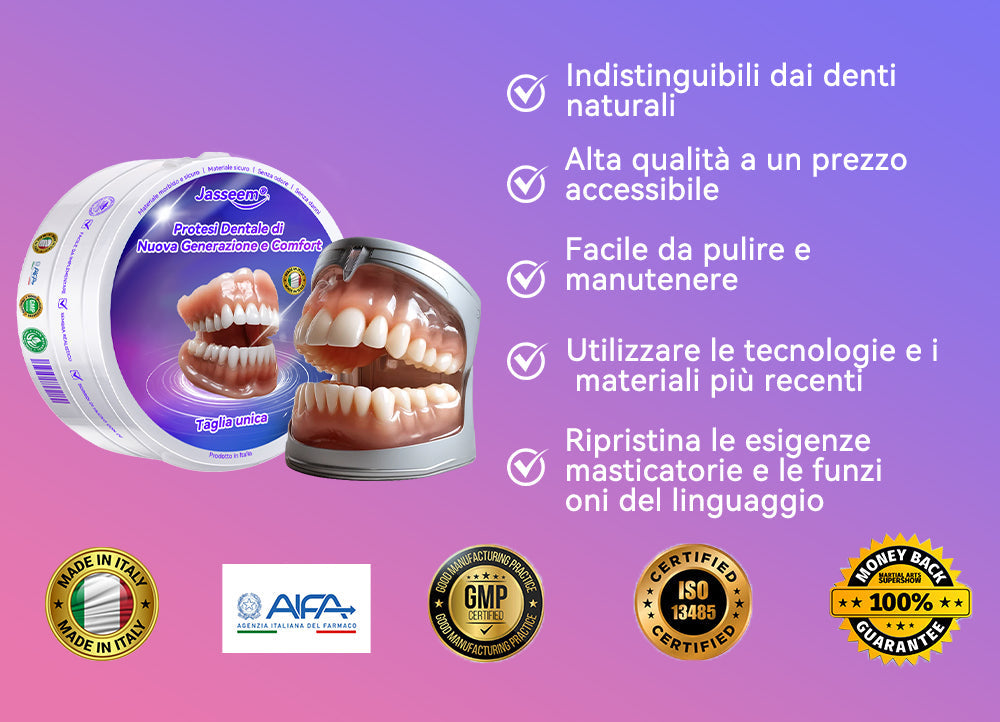 𝐉𝐚𝐬𝐬𝐞𝐞𝐦® Ultimi Dentiere Premium Comfort🎁 (Dentiere di Alta Qualità, Comode da Indossare - Sconto del 70% per un Periodo Limitato)