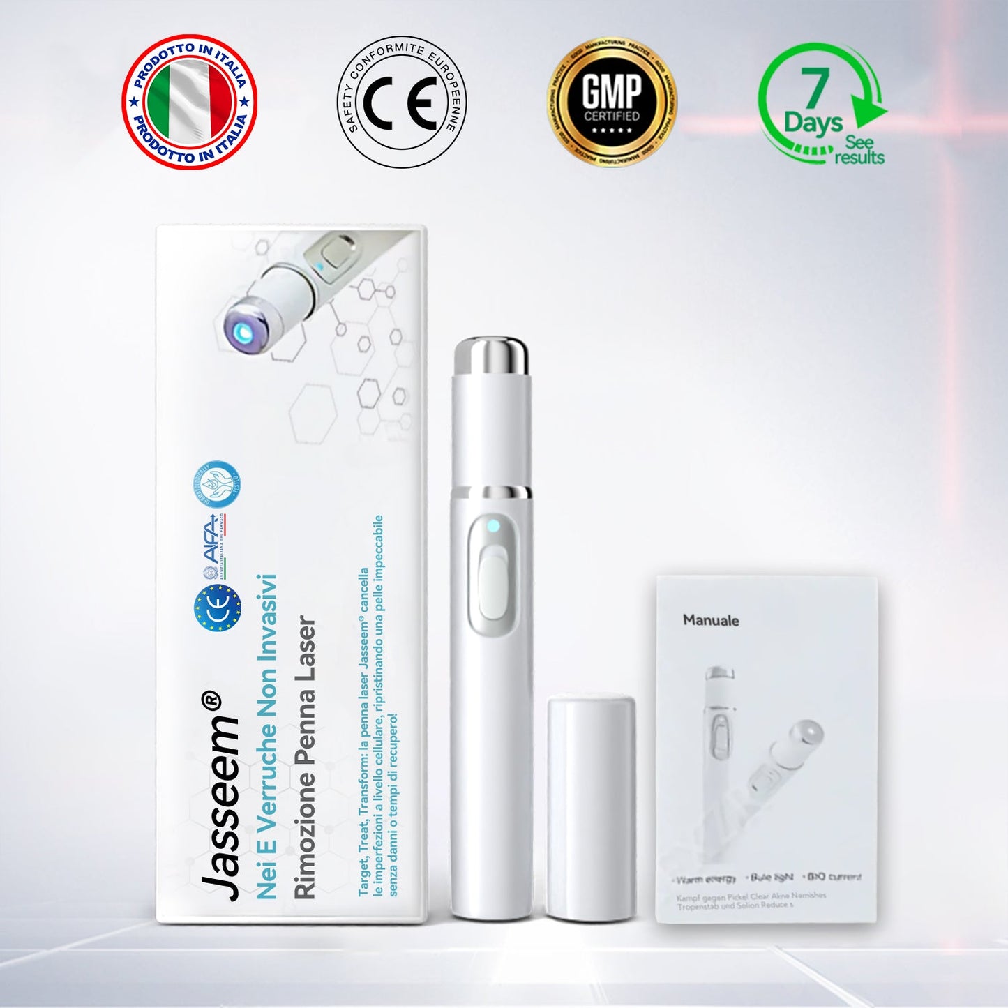 𝐉𝐚𝐬𝐬𝐞𝐞𝐦® Penna Laser Medica 🎁🎁 (Tecnologia Laser al Carbonio – Efficace nel Rimuovere Nei, Verruche, Escrescenze Cutanee, Macchie di Pigmentazione e Altri Difetti della Pelle)