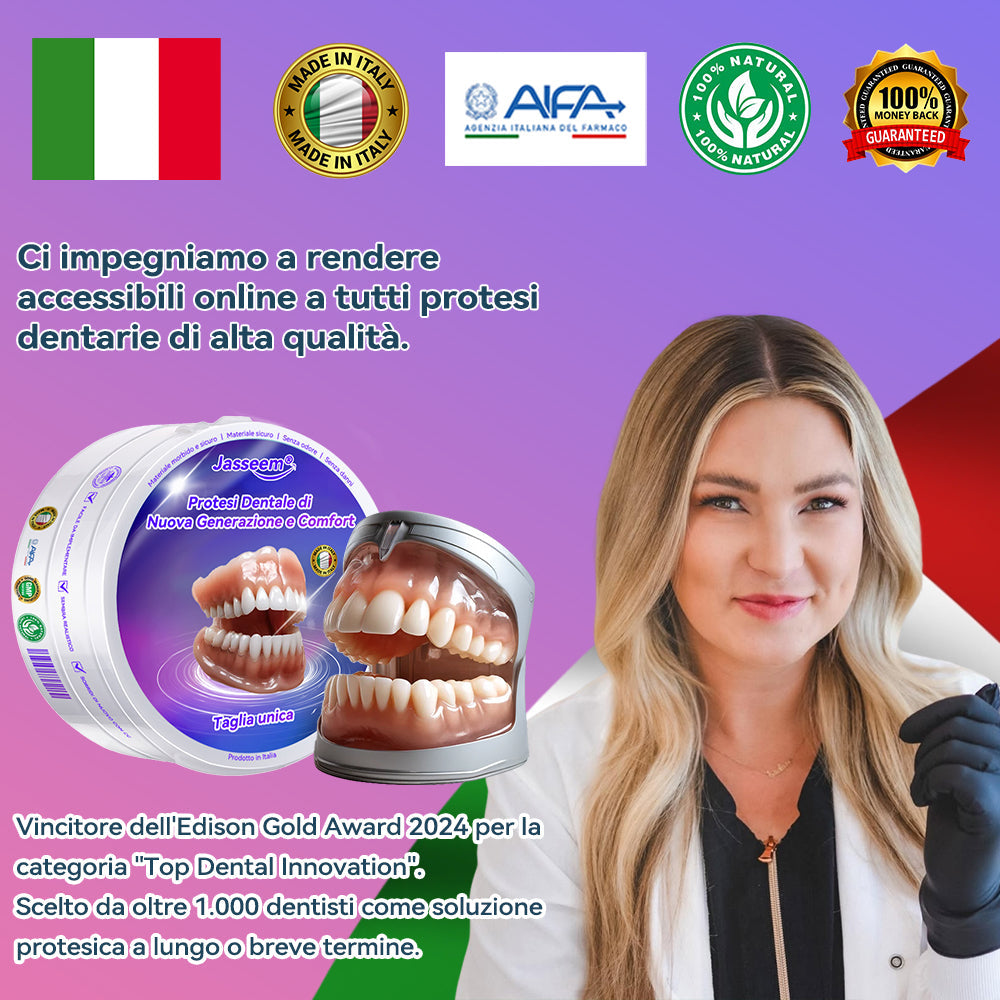 𝐉𝐚𝐬𝐬𝐞𝐞𝐦® Ultimi Dentiere Premium Comfort🎁 (Dentiere di Alta Qualità, Comode da Indossare - Sconto del 70% per un Periodo Limitato)